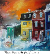 WINTER DAWN IN ST. JOHN'S, Oil on Canvas